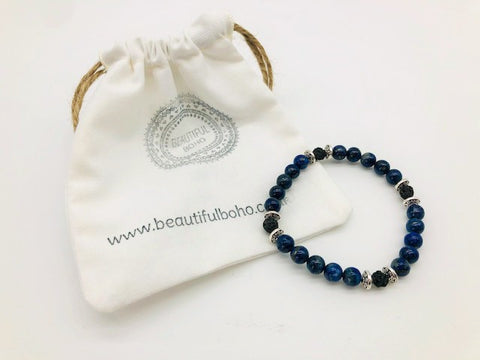 Third Eye Chakra Balancing Lapis Lazuli Aroma Holistic Healing Bracelet