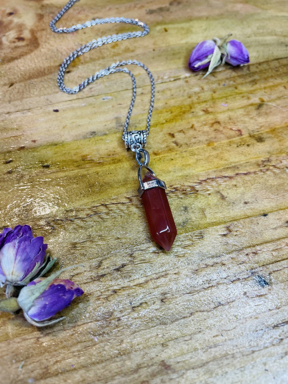 Double Terminated Motivation & Energising Carnelian Crystal Pendant