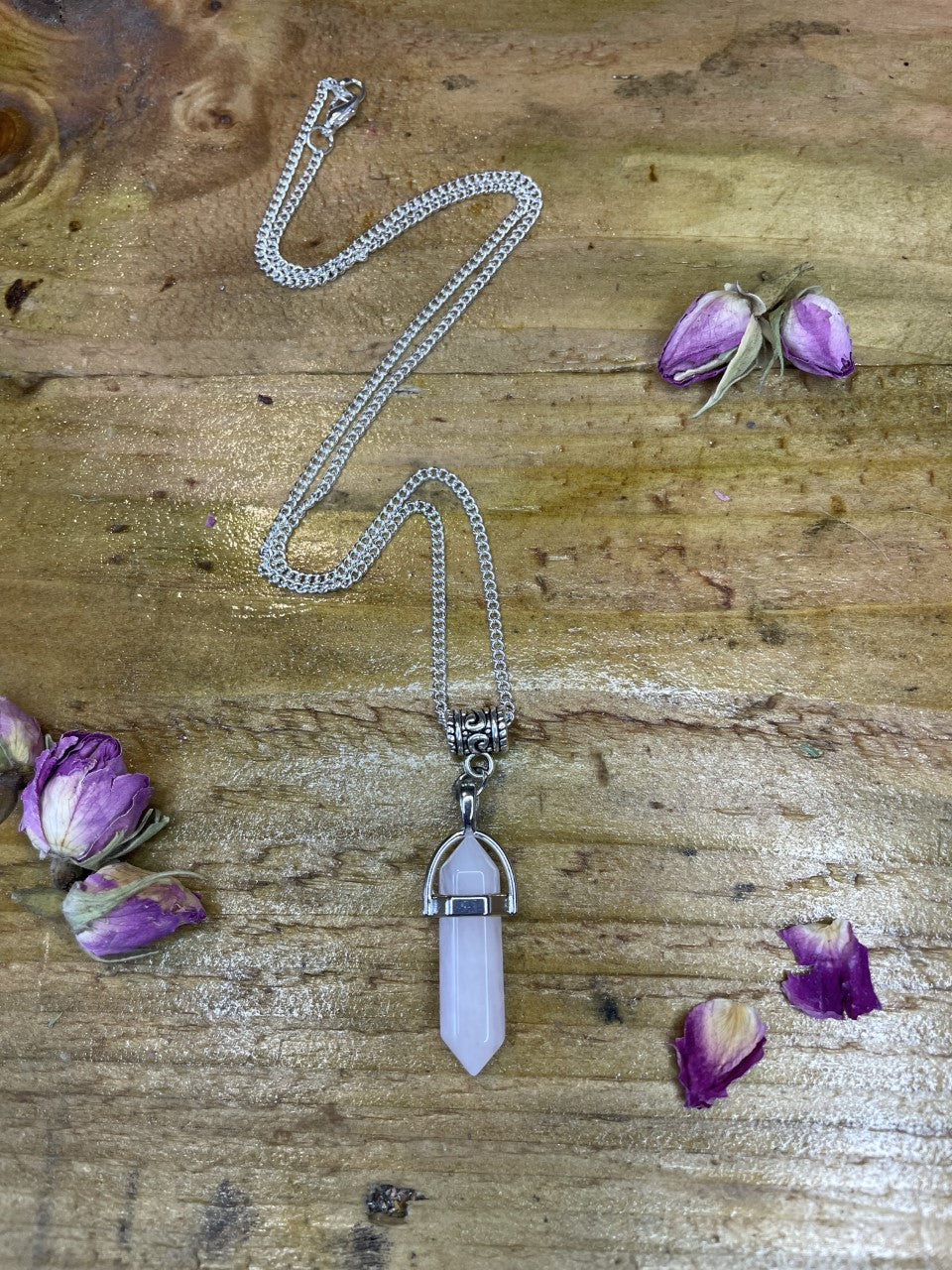 Double Terminated Unconditional Love Rose Quartz Crystal Pendant