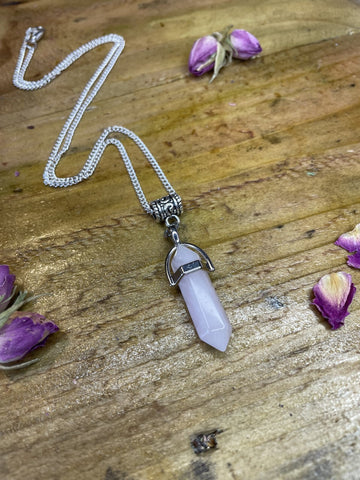 Double Terminated Unconditional Love Rose Quartz Crystal Pendant