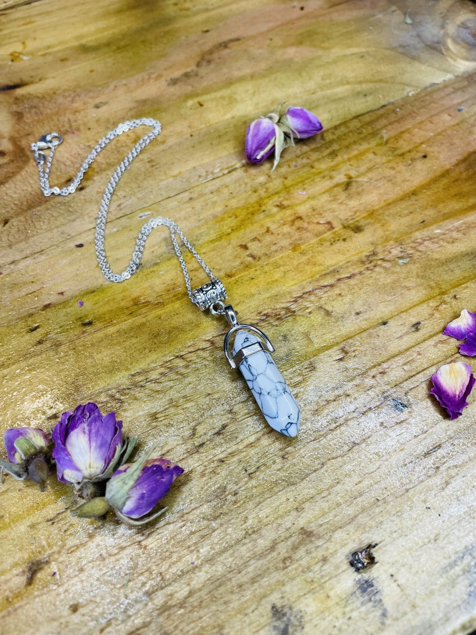 Double Terminated Calm & Balance Howlite Crystal Pendant