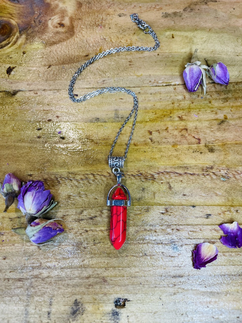 Double Terminated Motivation & Energy Red Agate Crystal Pendant