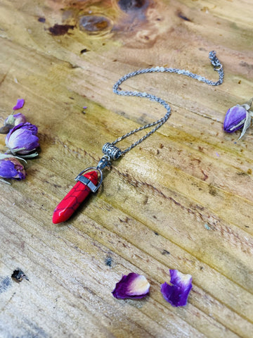 Double Terminated Motivation & Energy Red Agate Crystal Pendant