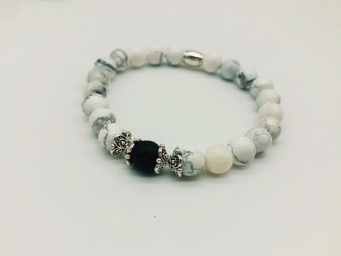 Howlite Calming & Balancing Large Bead Simply crystal Aroma Holistic Healing Bracelet