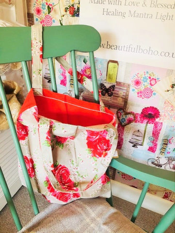 Hand Made Rose reclaimed material Tote Bag