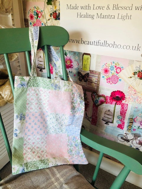 Hand Made Patchwork  reclaimed material Tote Bag