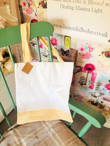 Hand Made Yellow gingham reclaimed material Tote Bag