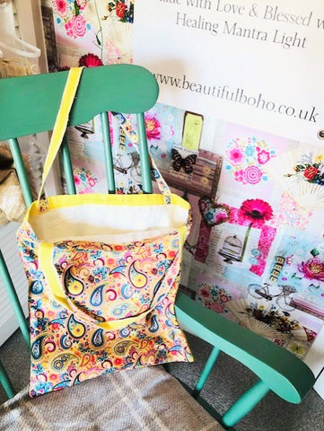Hand Made Paisley reclaimed material Tote Bag
