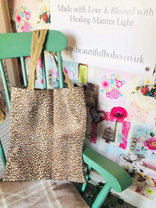 Hand Made leopard reclaimed material Tote Bag