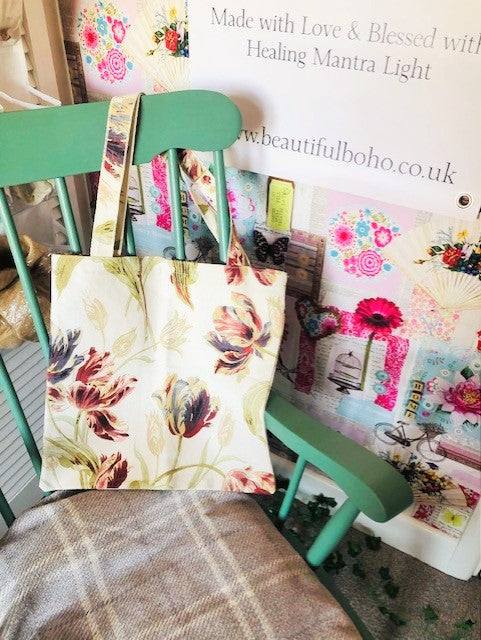 Hand Made Tulip reclaimed material Tote Bag