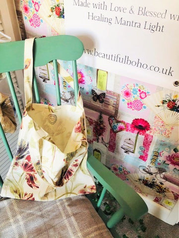 Hand Made Tulip reclaimed material Tote Bag