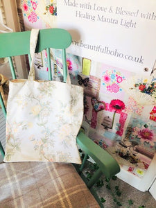 Hand Made vintage flower reclaimed material Tote Bag