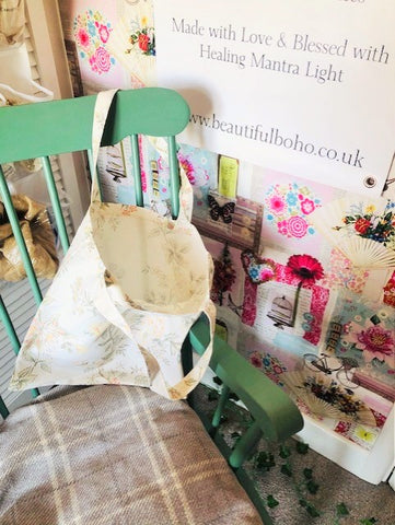 Hand Made vintage flower reclaimed material Tote Bag