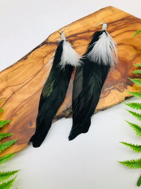 Lammas Celebration Magpie Feather Earrings