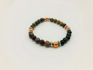 Physical & Emotional Wellness Bracelet With Copper, Unakite, Leopard Jasper, Smoky Quartz and Picasso Jasper